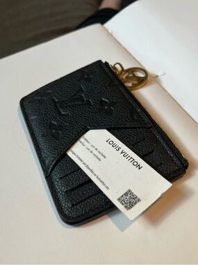 Louis Vuitton Black Monogram Card Holder with Gold Key Ring